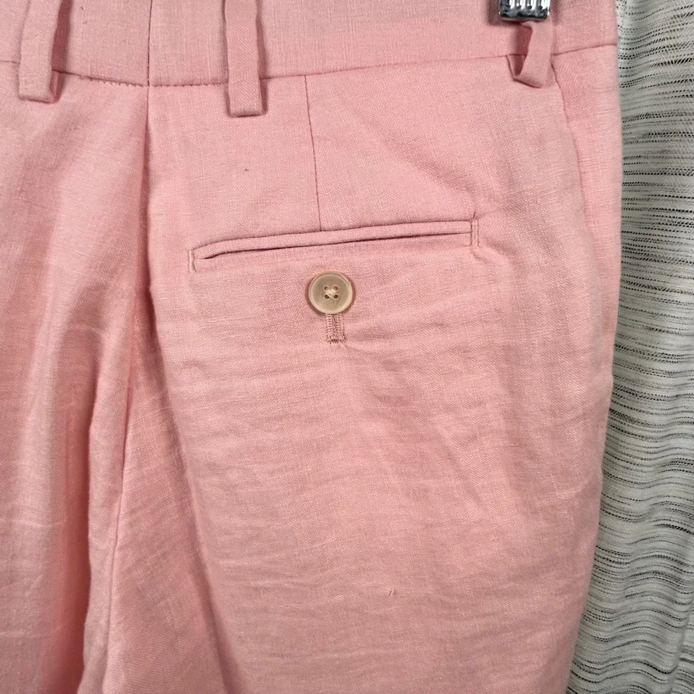 Lauren Ralph Lauren Linen Pants Light Pink Womens 8R Straight Leg Trousers